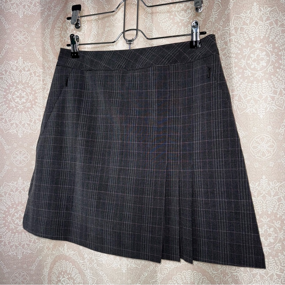 Tail Charcoal Pink Plaid Pleated Mini Skater Skort Golf Pickleball Tennis Sz 4